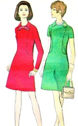 7656 60s VOGUE HALF SZ SS-LS COLLAR A-DRESS PATTERN 12.5 35''B or 14.5 37B choice